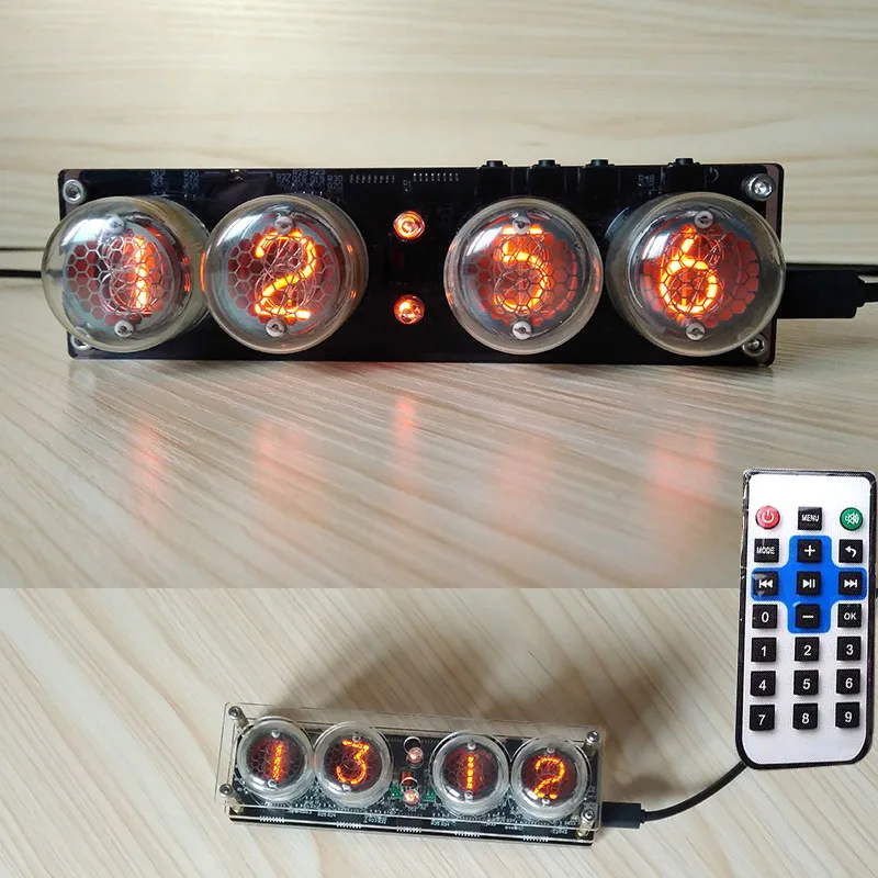 4-битные цифровые светящиеся трубчатые часы Nixie + пульт дистанционного управления