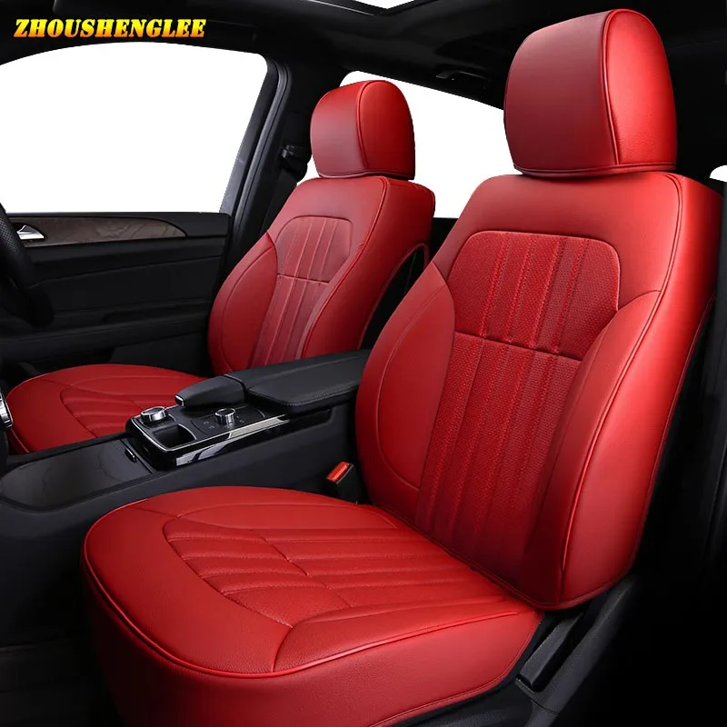 Make Custom Leather car seat cover For Toyota 86 Previa Sienna Venza Fortuner Fj CRUISER MARK IZOA Avalon YARiS Verso VIOS cover - Название цвета: RED