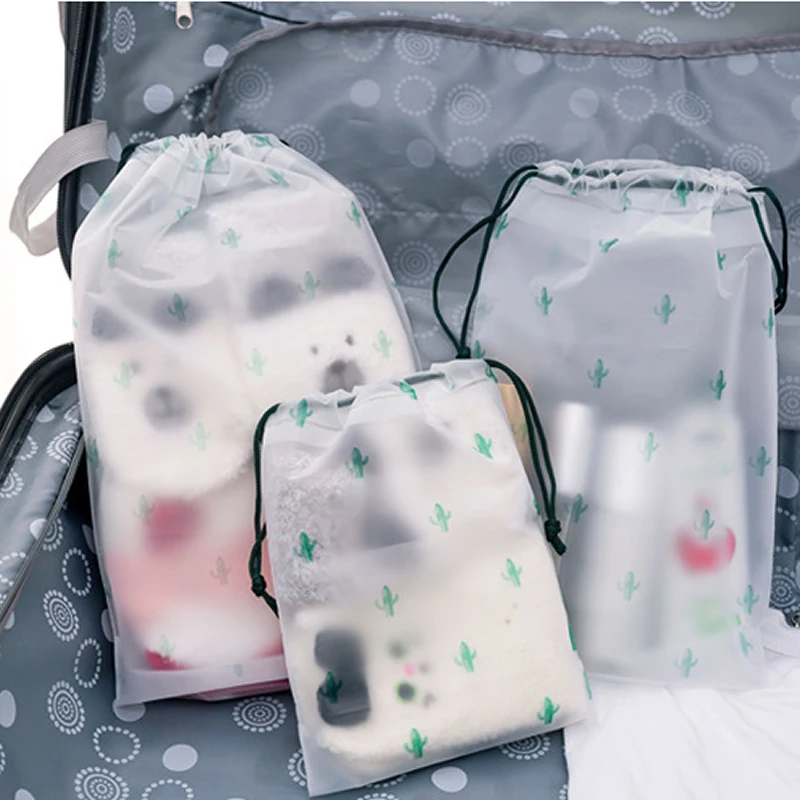 

TTLIFE EVA Transparent Scrub Cactus Drawstring Cosmetic Bag Clothes Storage Pouch Makeup Bath Toiletry Wash Travel Organizer New