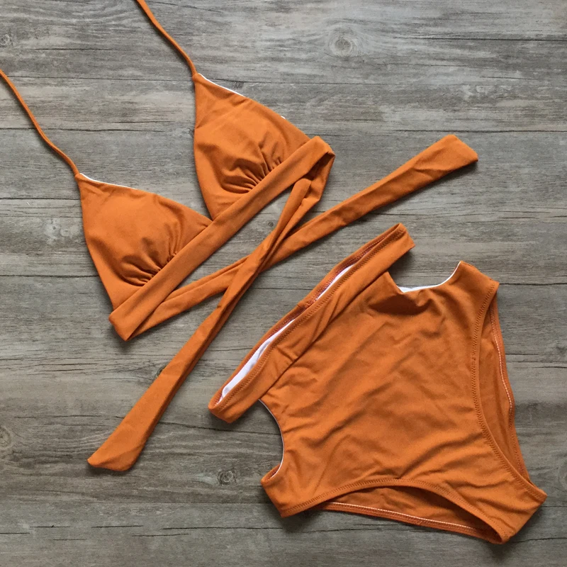 

High Waist Swimwear Women Swimsuit Hollow Out Sexy Bikini Set Two Piece Swimwear Backless Bathing Suit Plus Size Cross Swimwear