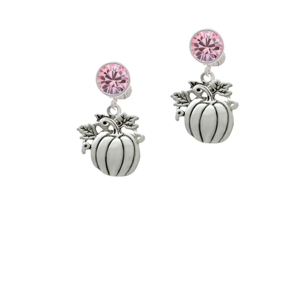 Large Antiqued Pumpkin Crystal Clip On Earrings (3)