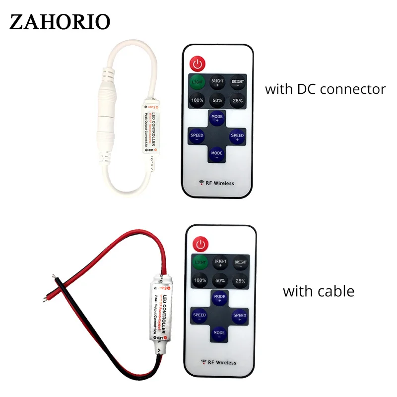

11 Keys LED Strip Controller Mini Dimmer RF Remote DC 5-24V Controller For LED 5050/2835 Strip Single Color (C10)