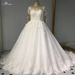 RSW492 Trouwjurk Цветы Кружева длинный рукав аппликация свадебное платье 2018 свадебное платье плюс размер