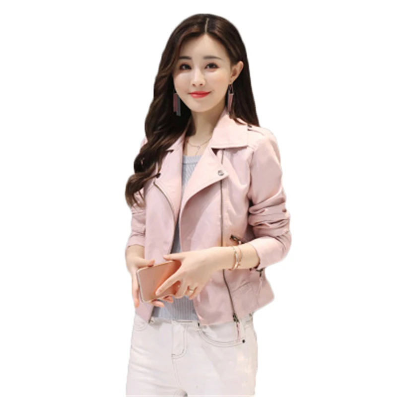 

Winter Women Coats Spring Autumn PU Leather Jacket Casual Large Size Slim Soft Moto Jacket Biker Women Faux Leather Jacket J683
