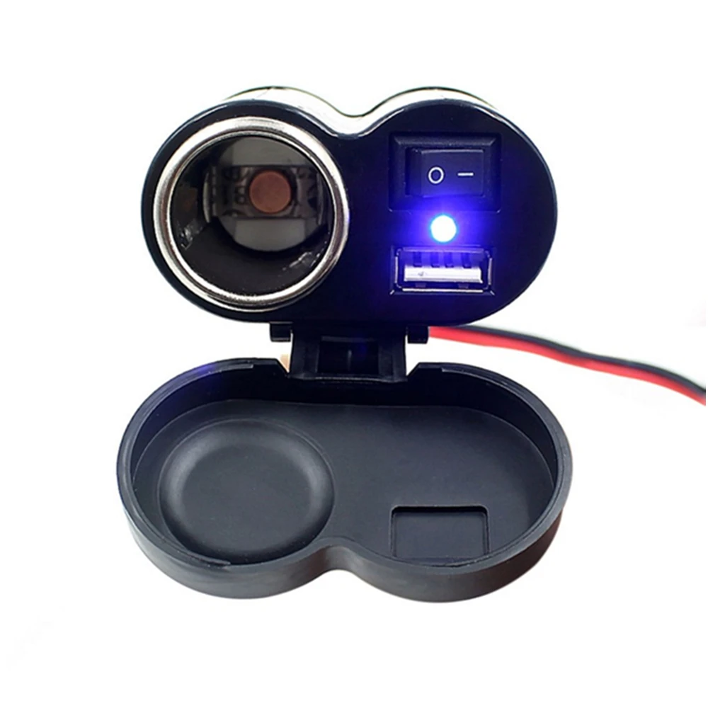 Motorcycle 12V USB Cigarette Charger Lighter Power Port Outlet Socket for Cell Phone