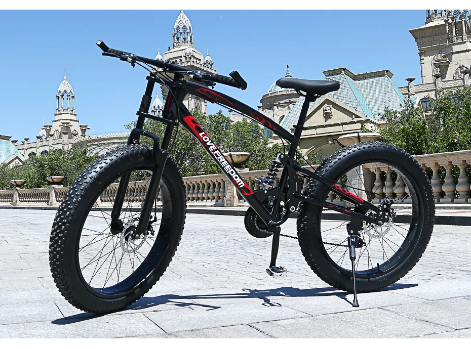Top Love Freedom High Quality Bicycle 7/21/24/27 speed Mountain Bike 26 Inch 4.0  fat bike Front and rear shock absorption bicycles 37