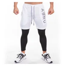 Новые спортивные штаны мужские эластичные дышащие поддельные 2 шт Беговые тренировочные брюки тренажерные залы длиной до щиколотки брюки плюс размер XXXL