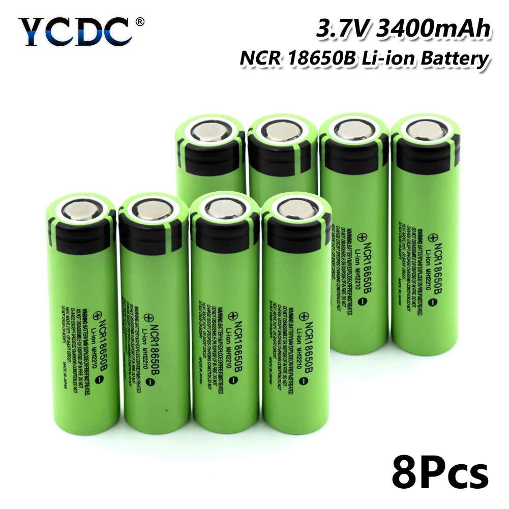 

NCR 18650B Battery 3.7V 3400mAh Rechargeable Cell For Power Bank Torch 8Pcs for Laser Pen LED Flashlight Cell battery holder