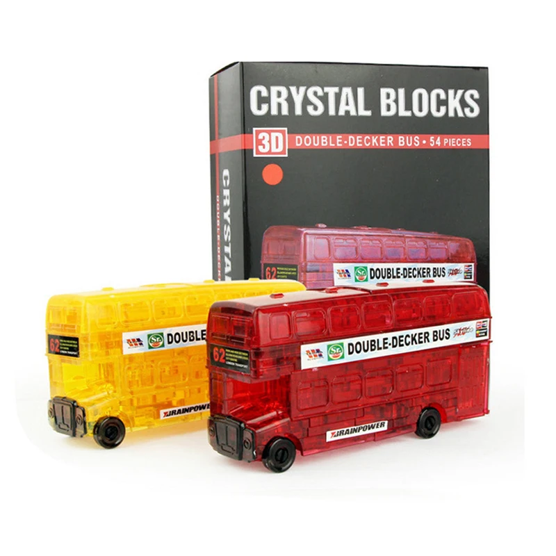 Fun 3D Crystal Puzzle For Children Mini DIY 54Pcs Double-Decker Bus Model Learning Educational Toys For Adult Christmas Gift
