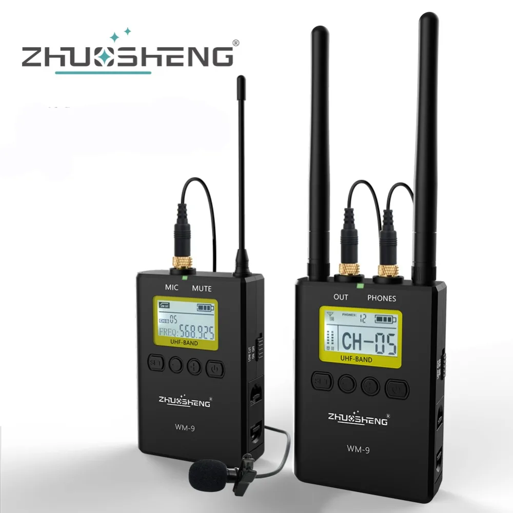 ZHUOSHENG WM 9 Запись интервью микрофон Беспроводная система Lavalier для dslr Canon Nikon Sony