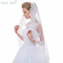 Сапфировые Свадебные вуали для невесты, Новое поступление, Потрясающие Свадебные вуали с кружевным краем Velo De Novia, цвет белый, слоновая кость, винтажные вуали для невест, Лидер продаж