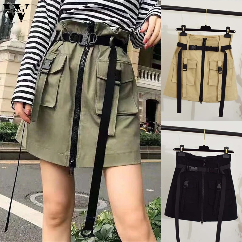 

Womail Skirt shorts 2019 Women's Basic Versatile Solid Color Pocket zipper Skirt Stretchy Mini Skirt Casual shorts Skirts J25