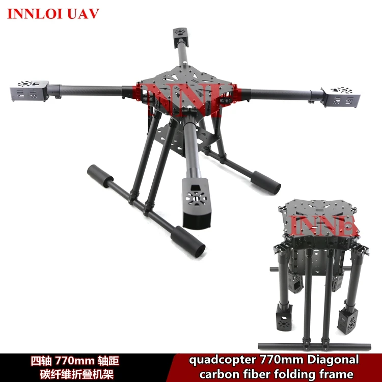 

DIY folding frame 4rotor Carbon fiber frame 770mm for Industry Application Drone can match Payload 5KG quadcopter [INNLOI UAV]