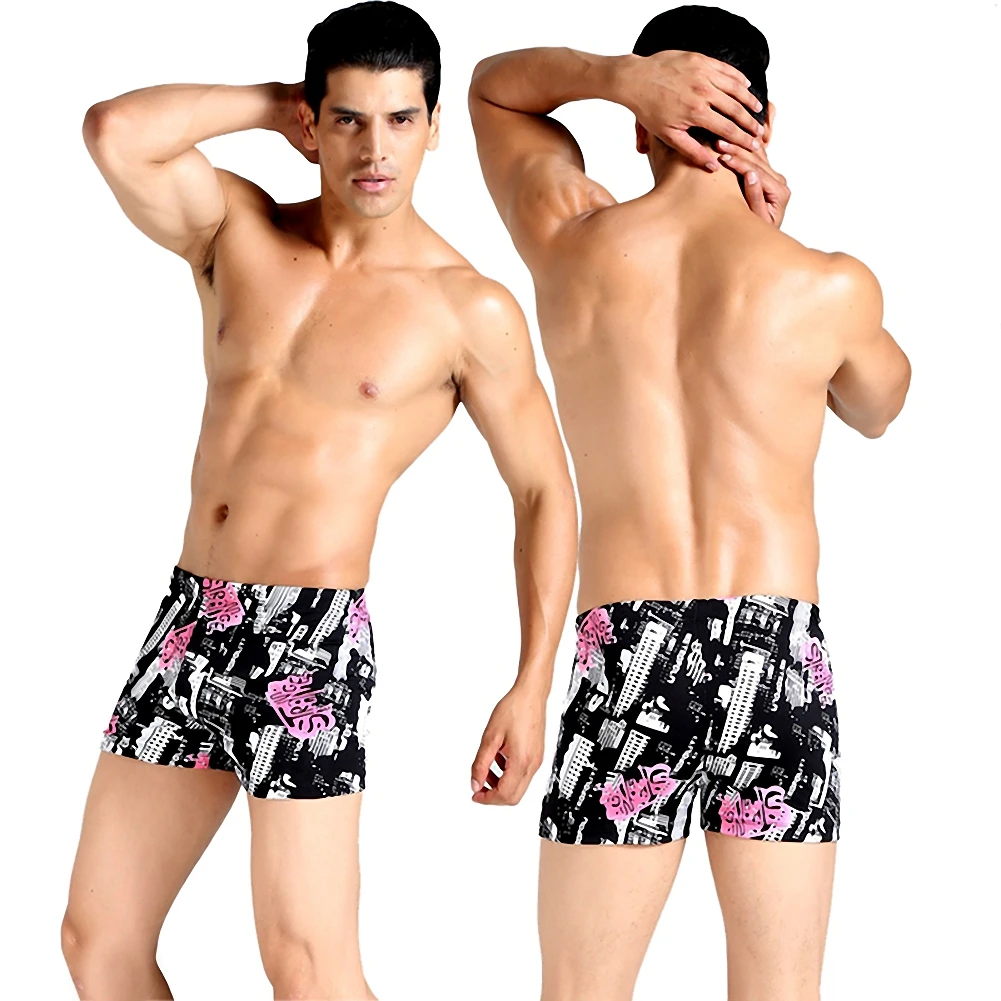 

2019 new men's boxer color matching swimming trunks, add fertilizer to increase high-grade nylon large men's swimming trunks