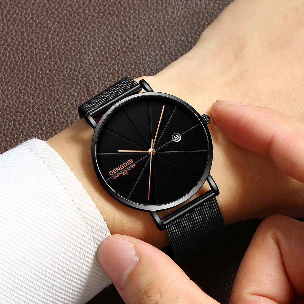 

Luxury Quartz Sport Military Stainless Steel Dial Leather Band Wrist Watch Relogio Masculino Fashion wristwatch mens automatic
