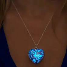 Famshin luminosa cor de prata oco brilhante pedra pingente colar instrução chocker pingentes colar para mulher presente do dia das bruxas