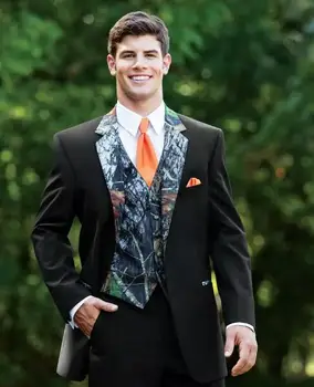 

Rustic Wedding Men Suits One Button Camo Mens Wedding Suits Notched Lapel Groom Wear Prom Suits For Men ( Jacket+Pants+Vest