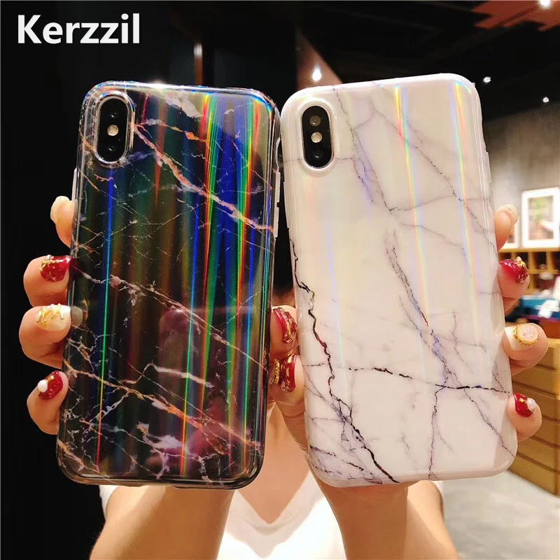 Kerzzil Aurora цветные мраморные чехлы для телефонов iPhone X XR &amp XS XSMAX глянцевый мягкий