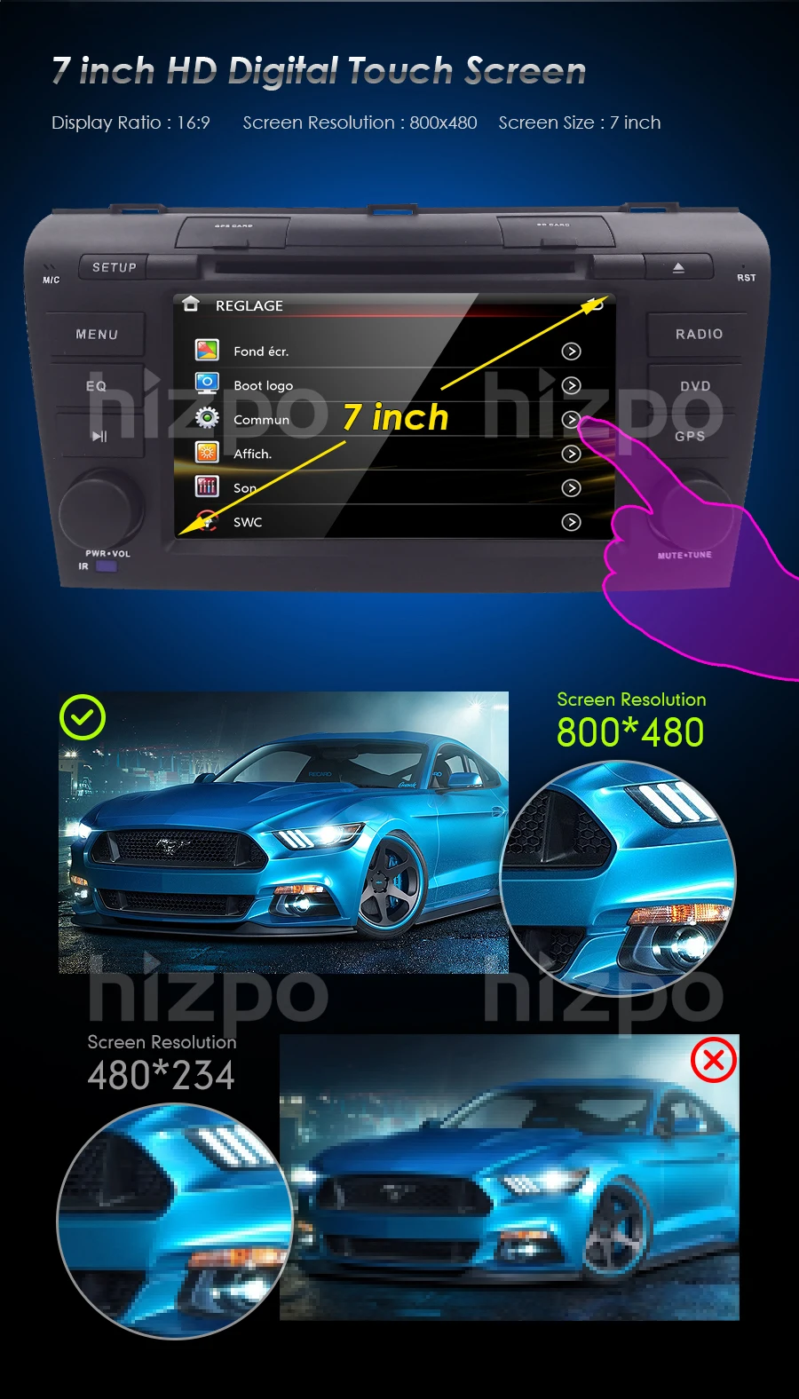 Top 7 "Double 2 Din Car DVD Player AutoRadio for Mazda 3 2004-2009 Head Unit with GPS Bluetooth, USB, CD, 3G Navigation Free Camera 7