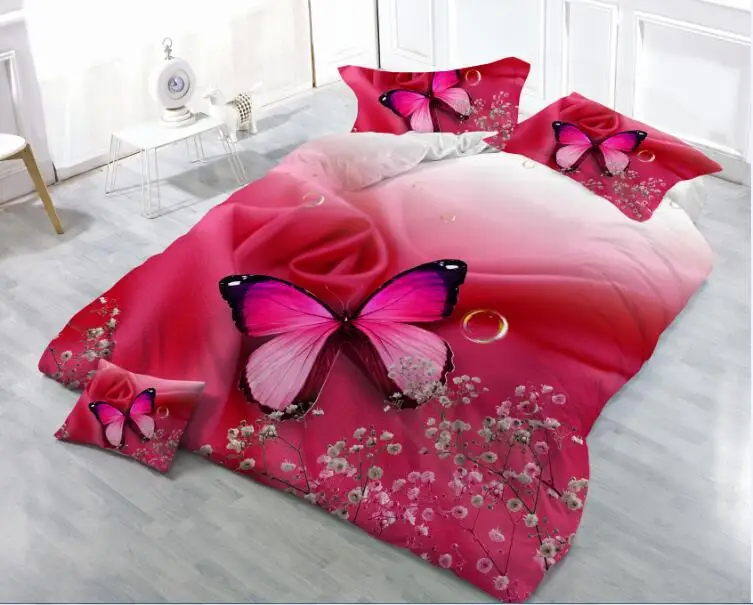 

3D Bedding Set Flowers butterflies Print Duvet cover set bedclothes with pillowcase bed set home Textiles
