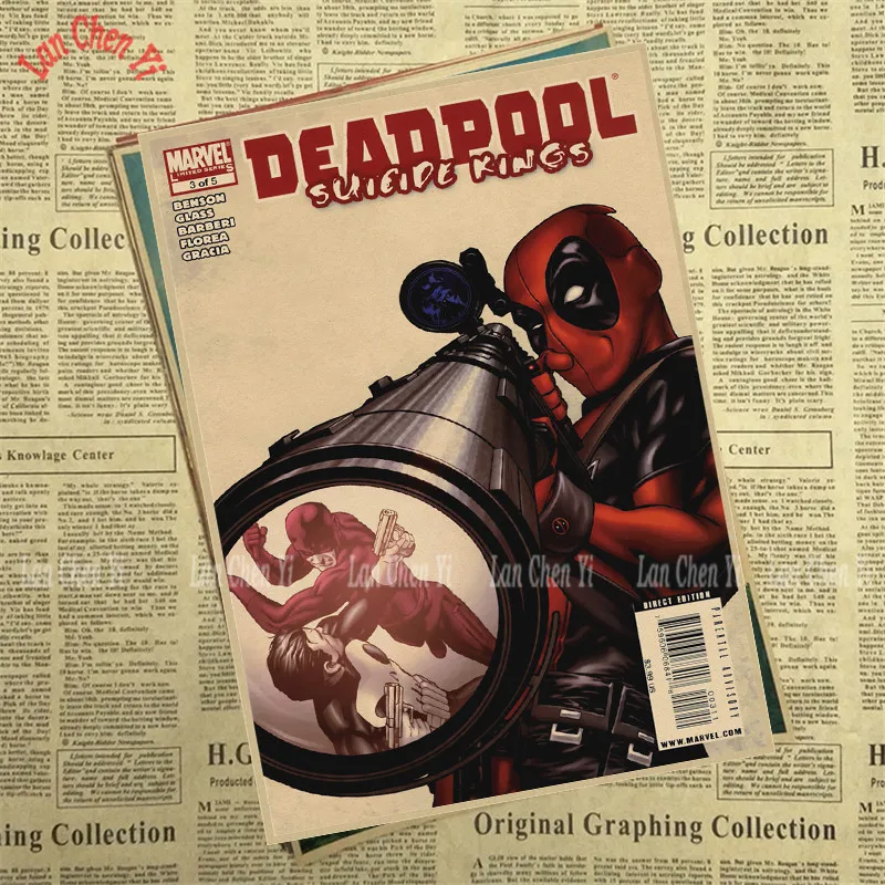 Дэдпул 2 супергерой DC Marvel горячий фильм Забавный художественный плакат живопись печать домашний декор для стен - Цвет: Светло-желтый