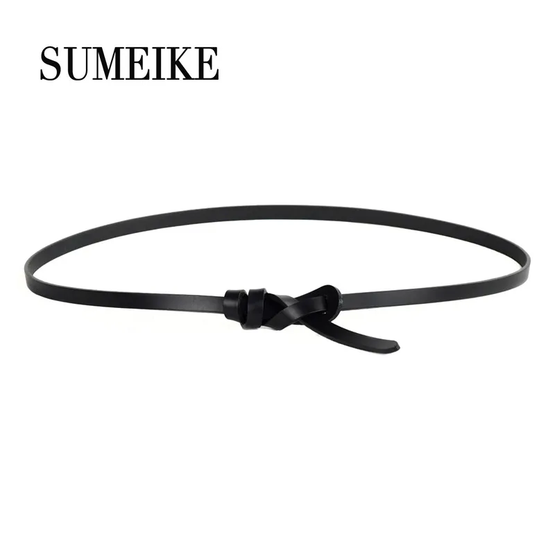 

[SUMEIKE] 100% Real Leather Thin Belt For Dress Woman Hiqh Quality Fashion Luxury Female Belt