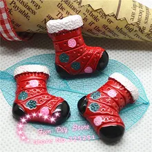 Новогодние ботинки на плоской подошве для украшения праздника 22*22 мм 50 шт./партия