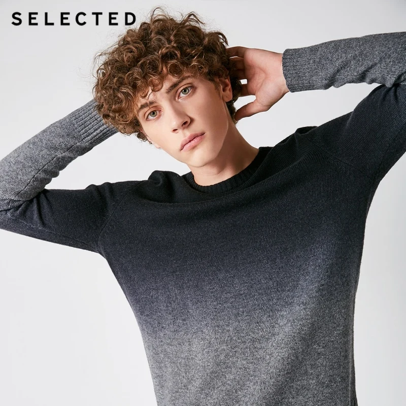 SELECTED Men's Sweater Pure Wool Autumn Knit Gradual Change Business Casual Pullovers S | 418425508 Мужская одежда