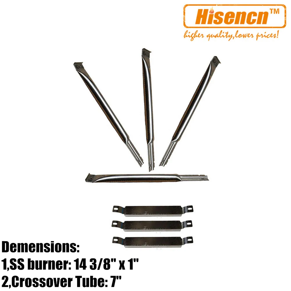 Hisencn BBQ Grill SS Pipe Burner, Crossover Tube Replacement For