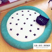 14Botique-Nordic Gray Series Round Carpets For Living Room Computer Chair Area Rug Children Play Tent Floor Mat Cloakroom Rugs A