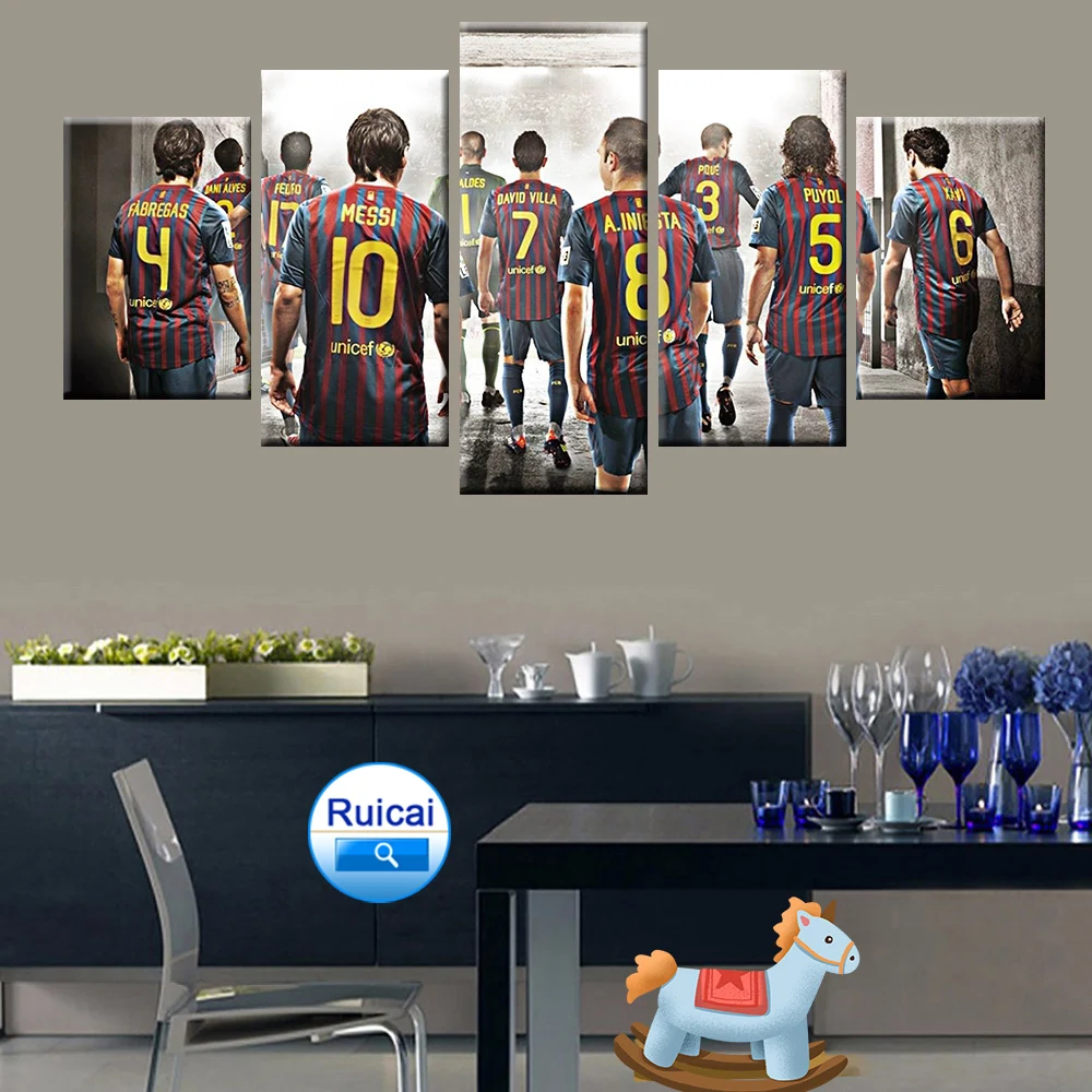 

Barcelona Football Sports Poster 5 Panel Canvas Print Painting Wall Art HD Print Decorative Modern Artwork