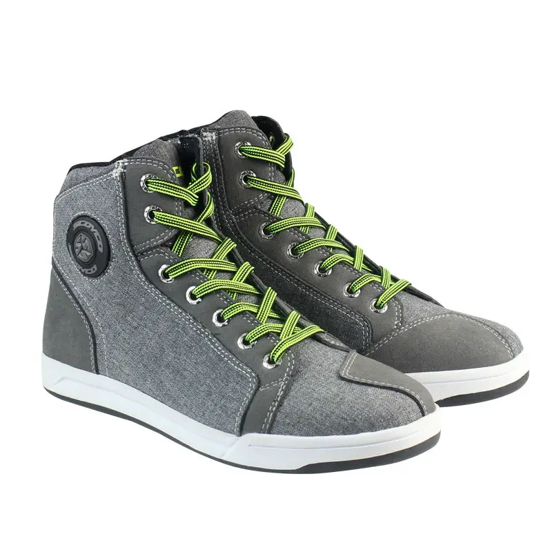 gray motorcycle boots