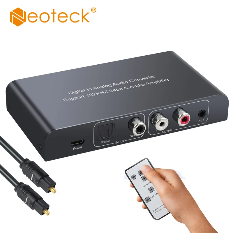 Billig Neoteck 192Khz DAC Digital zu Analog Converter Adapter Optical coaxial RCA 3,5mm Jack Mit Remote volumen control für AMP