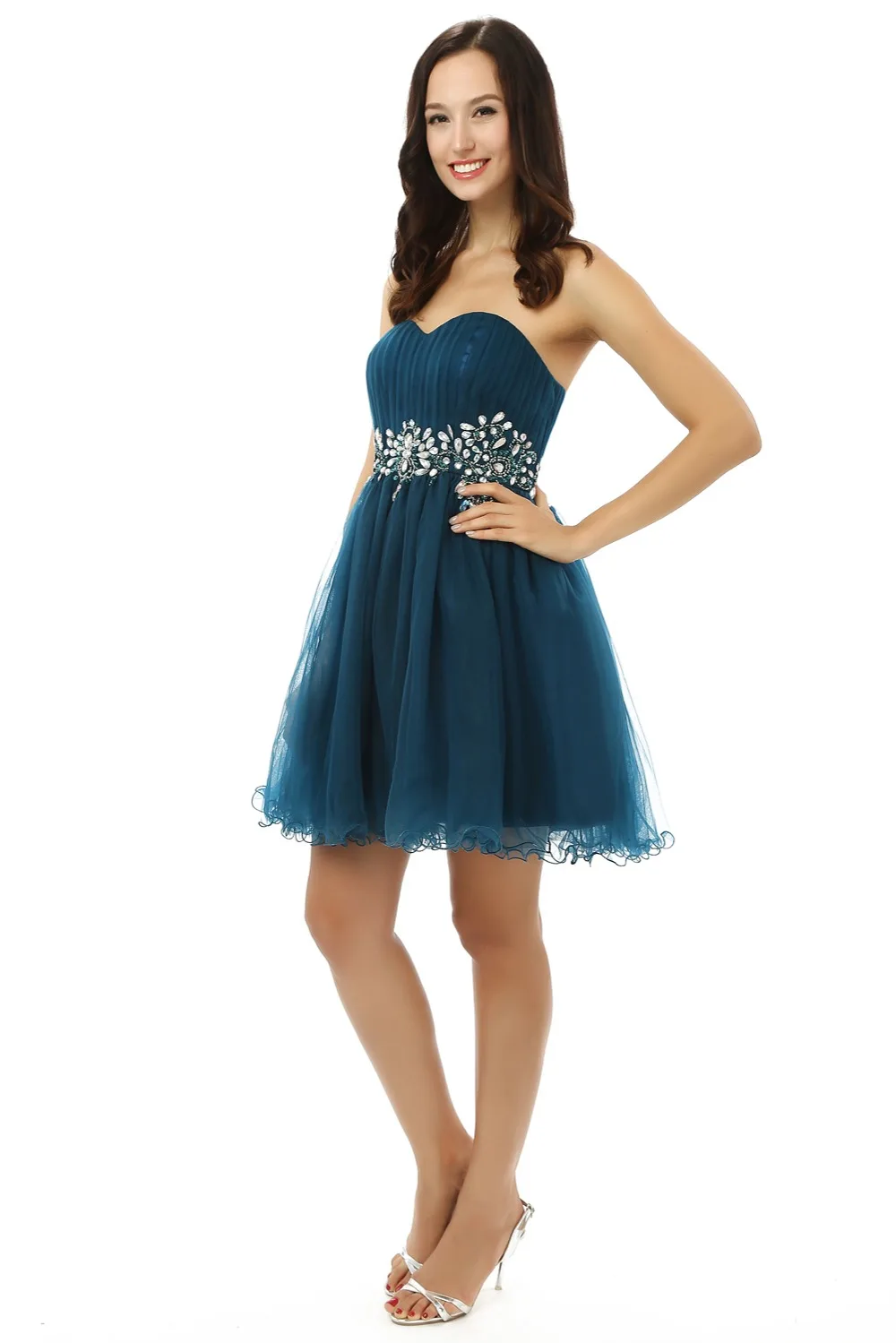 

Real Sample Beading Short Prom Dress 2 Piece Crystal Dress Teal Appliques Tulle Puffy Party 2019 Sexy Prom Dresses Plus Size Hot