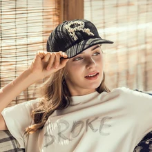 Бейсболка женская веер Роскошная Досуговая Кепка с уткой Европейская и американская ручная бисерная Шерстяная кепка материал для отдыха шляпа B-7875