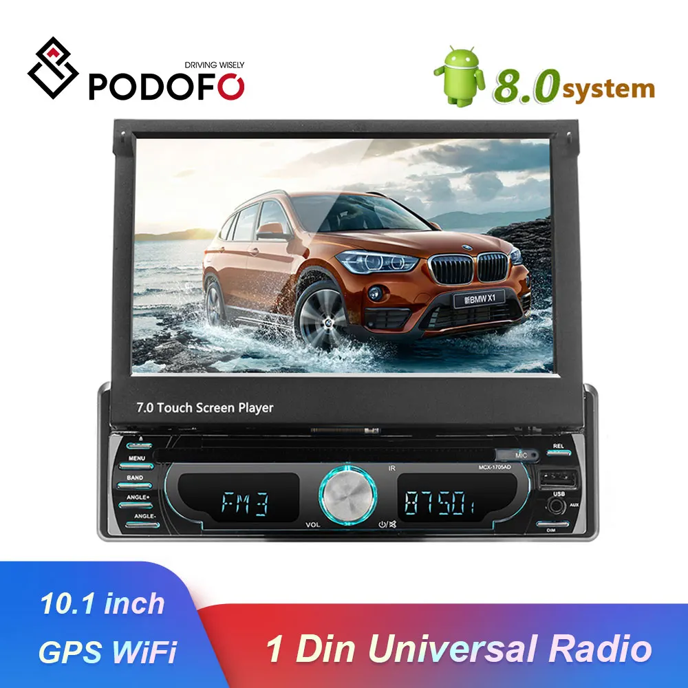 Podofo 10 1 &quot1 din Android мультимедийный плеер Wi Fi автомагнитола стерео GPS навигация