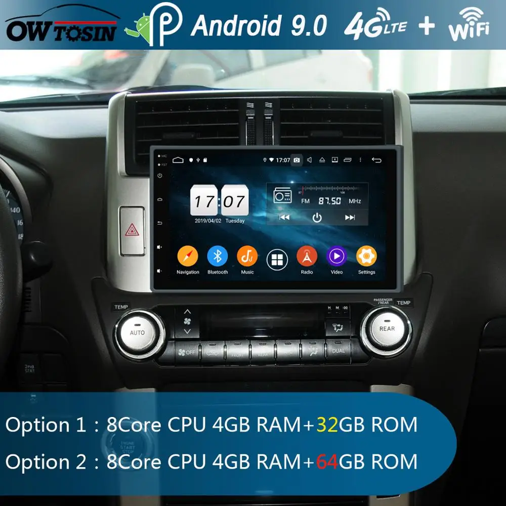 9"IPS Android 9.0 8Core 4G RAM+64G ROM Car DVD Radio GPS For Toyota Land Cruiser Prado LC150 2010-2013 DSP CarPlay Parrot BT