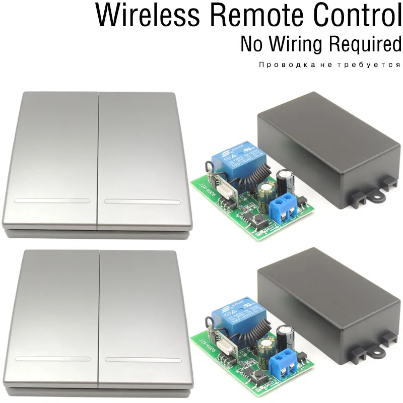 433 МГц беспроводной Радиочастотный светильник с дистанционным управлением AC 85 В~ 250 В 2 комплекта для светодиодный/лампы/двери/насоса без проводки