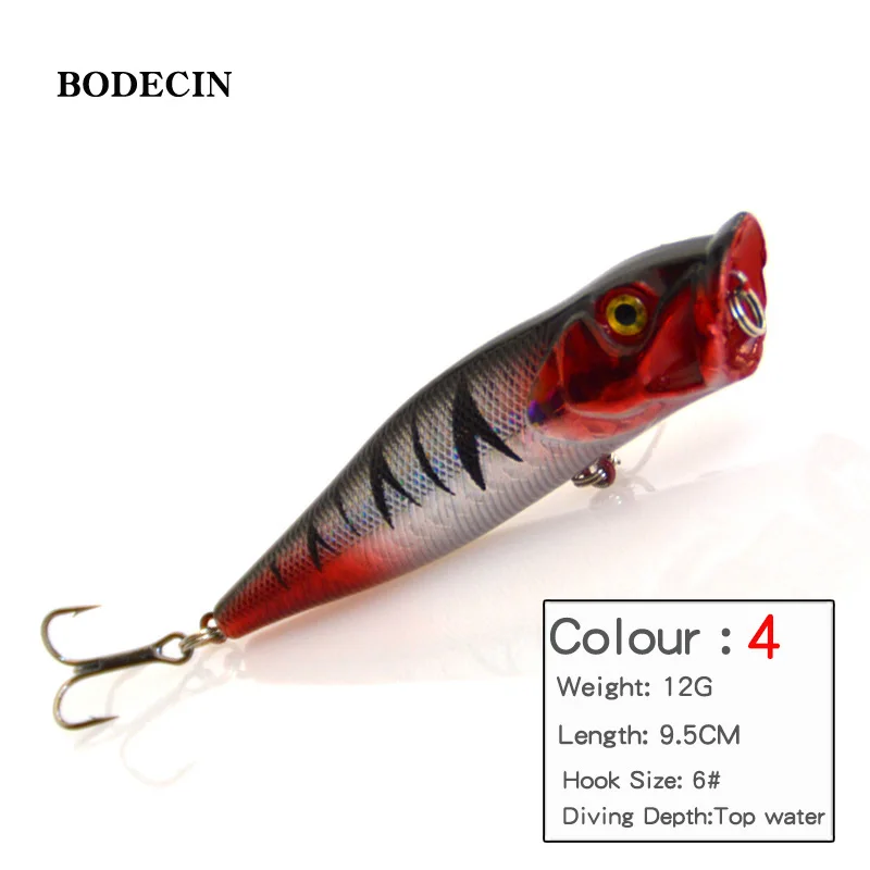 1PCS Fishing Lure Hard wobblers Bait Poper Topwater 3D Eyes Fish Popper Artificial Laser Baits 4# Hooks Tackle Floating Swimbait (12)