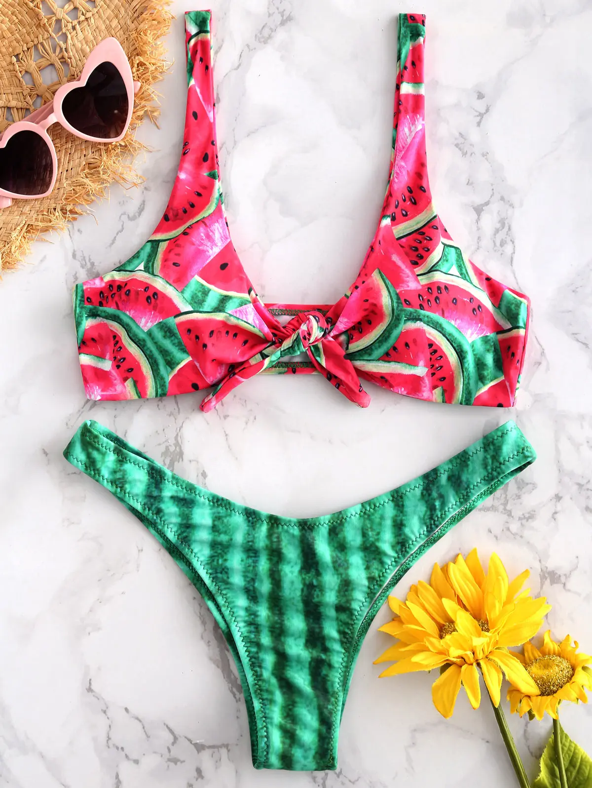 

Vertvie 2019 Watermelon Printed Bikini Swimwear Women Swimsuit Sexy Low Waist Thong Bikini Bathing Suit Padded Swimwear Biquni