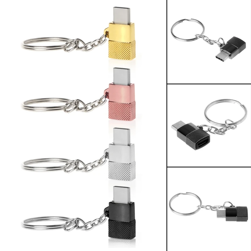 

TCAM Type C Male To Micro USB Female Data Sync Charge Converter Adapter With Keychain