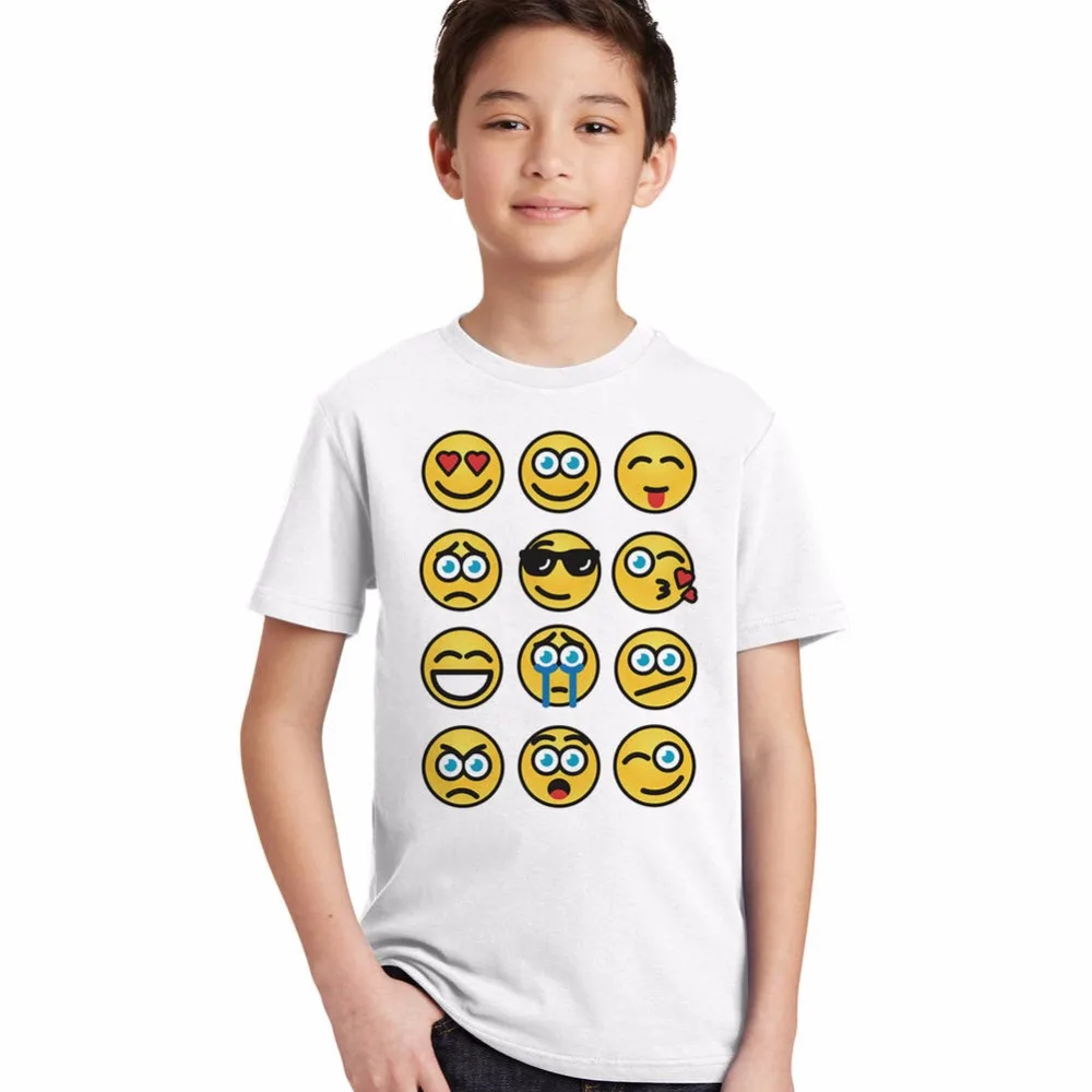 smiley emoji t shirt boys kid's garment 2017 new summer boys clothes children's wear Tops Tees T-Shirts roupas infantis menino