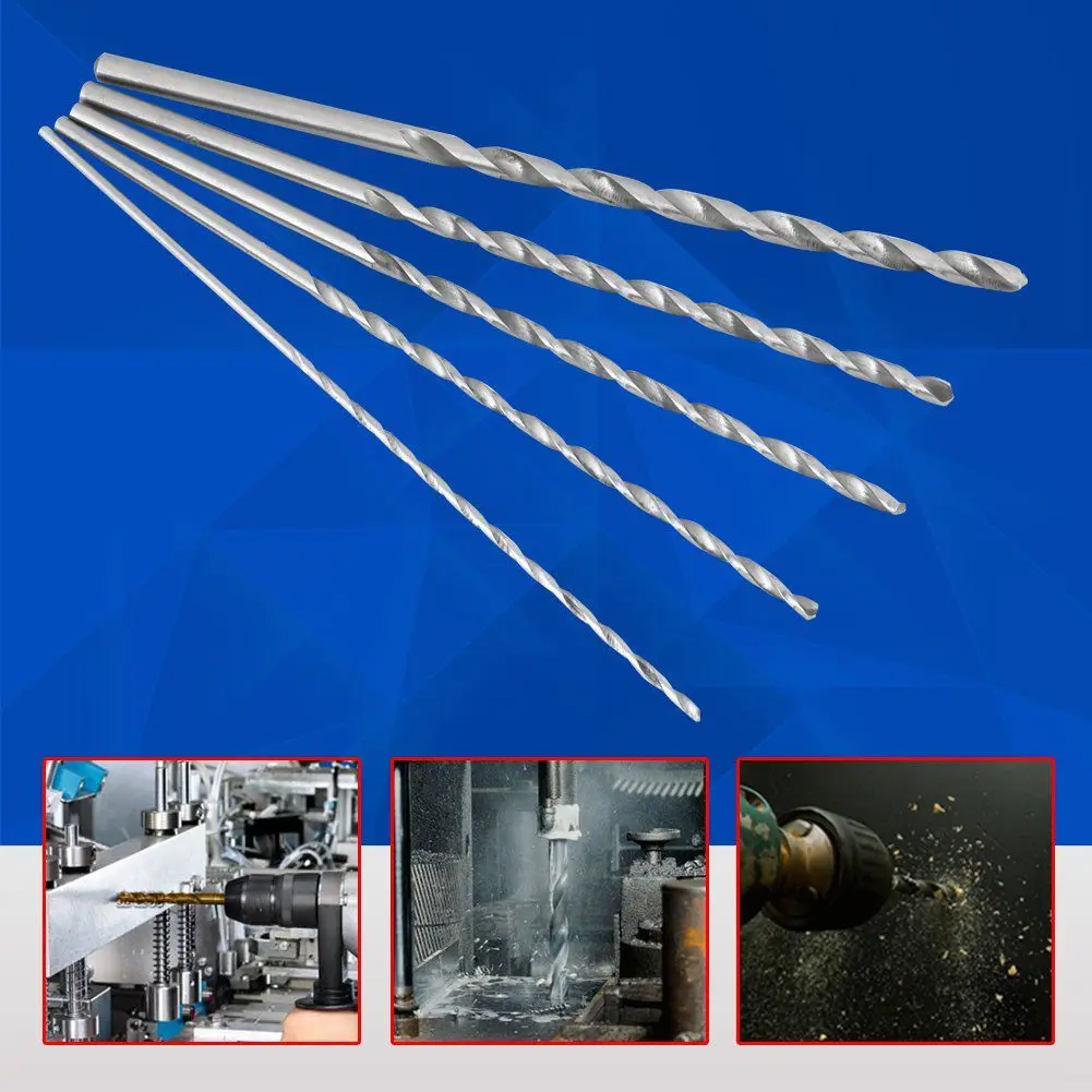 

5PCS Extra Long High-speed Steel Drill Bit Sets Straight Shank Twist Drill Bit Tool 2-5mm for Wood Tool High Quality Power Tools