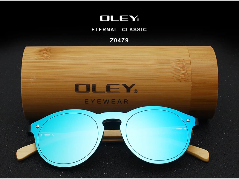 women's sunglasses OLEY  Brand Bamboo Leg Color Film Sunglasses Women Classic Round Overall Flat Lens Fashion Retro Female sun glasses Z0479 big round sunglasses