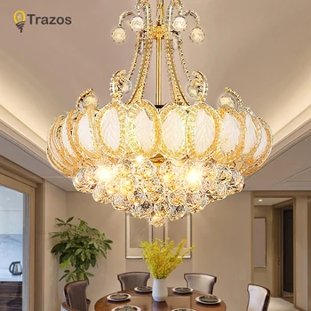Luxury Crystal Chandeliers Led Lamp For Living room Bedroom Corridor Kitchen Modern Ceiling Chandelier Lighting lustre cristal modern round crystal fish line single head ceiling lamp club shop corridor entrance hall door chandelier for bedroom livingroom
