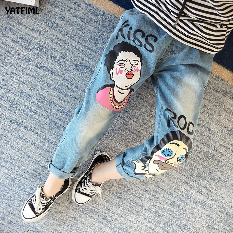 

YATFIML Baby Girl Clothing Cartoon Pattern Printing Clothes Kids Jeans Children Pants Summer Casual Denim Pants Baby Girls Jeans