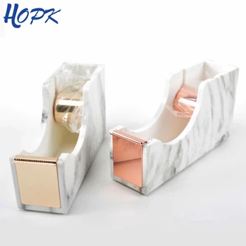 

HOPK Marble Edition Tape Dispenser Cutter Adhesive Tape Holder Washi Tape Storage Hands Free Tape Dispenser Office Accessories