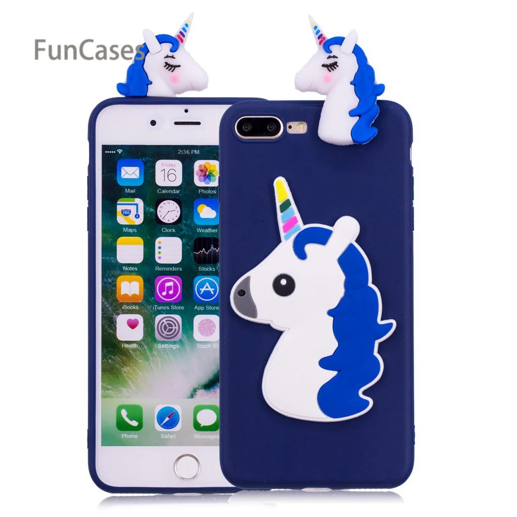 Многоцветный Единорог чехол для телефона СПС Funda iPhone 7 Plus Мягкий ТПУ задняя крышка