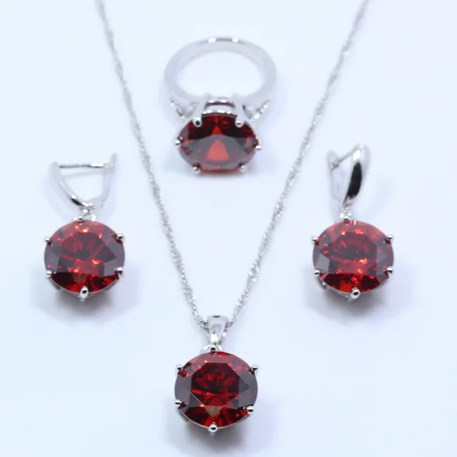 Wonderful Rhodolite Garnet Wedding 925 Silver Jewelry Set Ring Size Wonderful Rhodolite Garnet Wedding 925 Silver Jewelry Set Ring Size 6 7 8