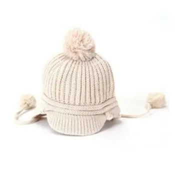 

Baby Cap Woolen Knitted Hat Double Balls Fall Winter Warm Keeper Knit Cap Ear Toddler Baby Girl Boy Hat For 6-24 Months Baby